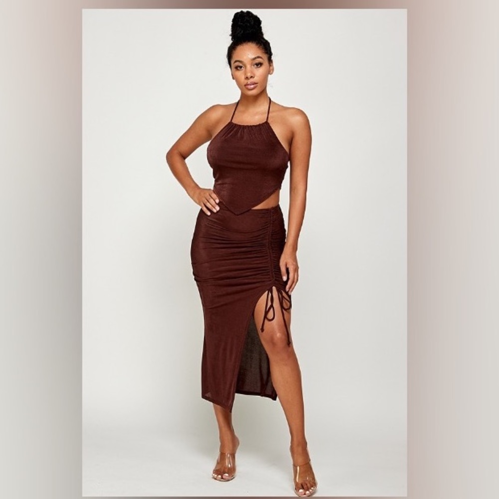 Two piece halter skirt set